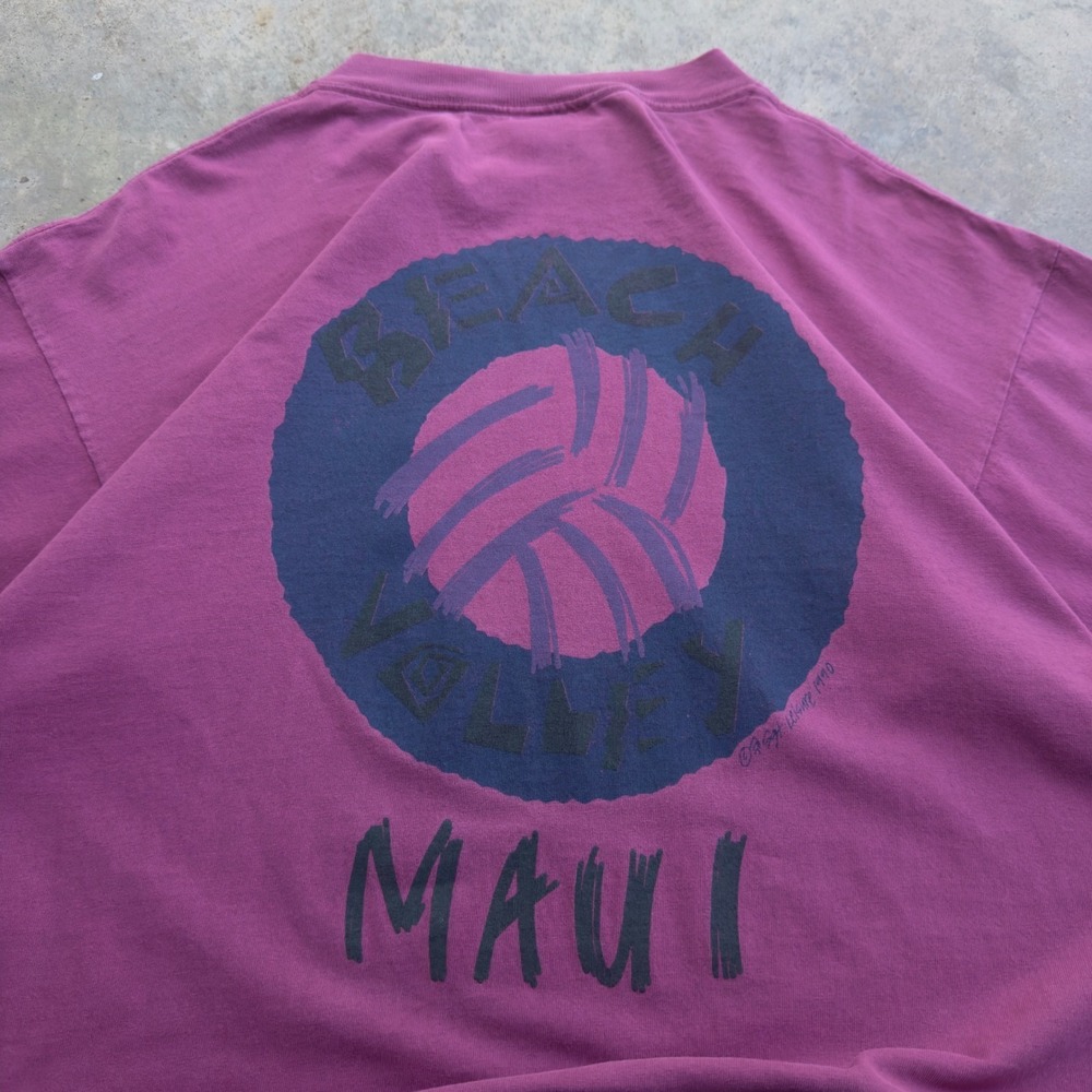 Vintage 90s Sgt. Leisure Maui Beach Volleyball‎ Single Stitch Purple XL (f2)